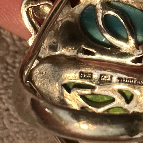 Vintage cocktail ring southwest 925 Silver with blue and Green turquoise - Picture 7 of 12